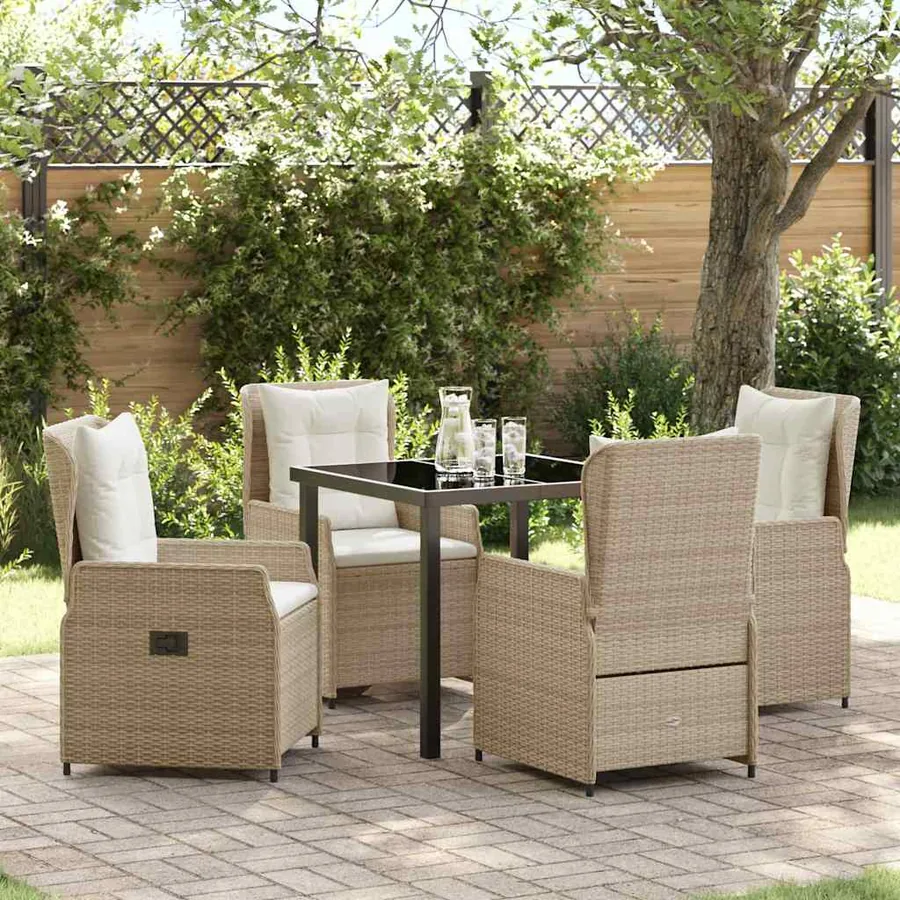 Ensemble de salle à manger pour jardin 5 pcs polyrotin