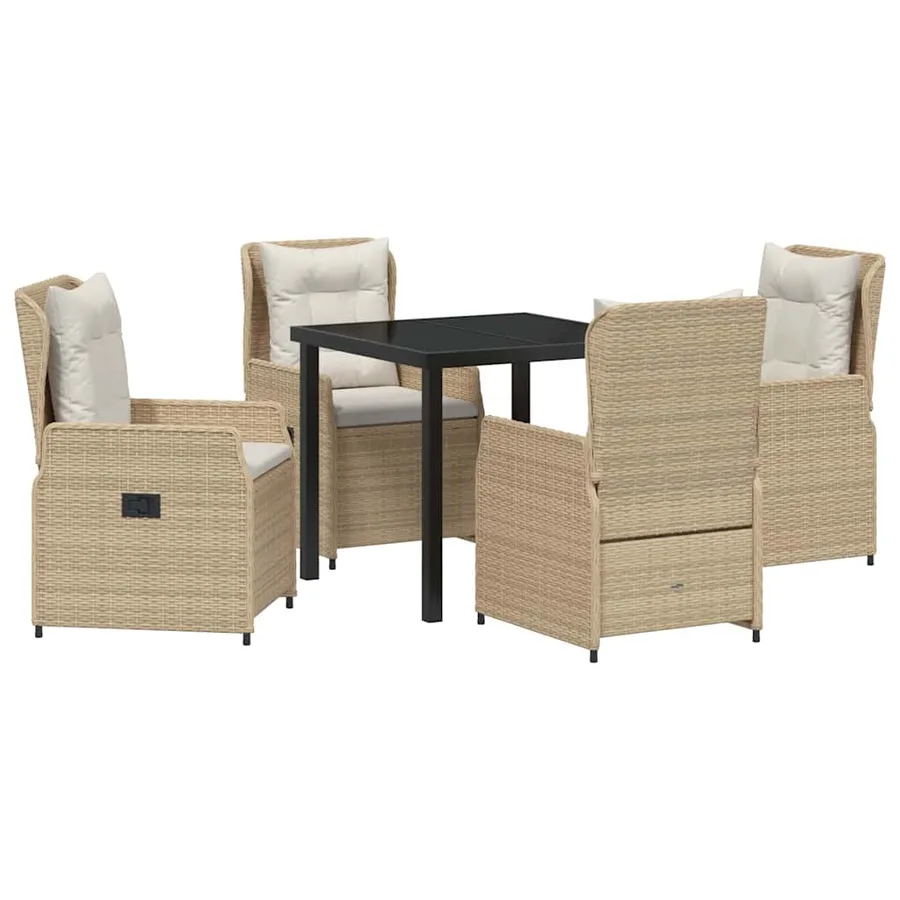 Ensemble de salle à manger pour jardin 5 pcs polyrotin - 2