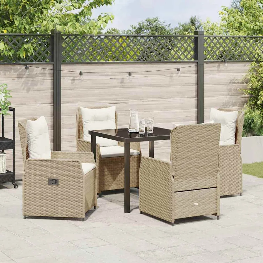 Ensemble de salle à manger pour jardin 5 pcs polyrotin - 4