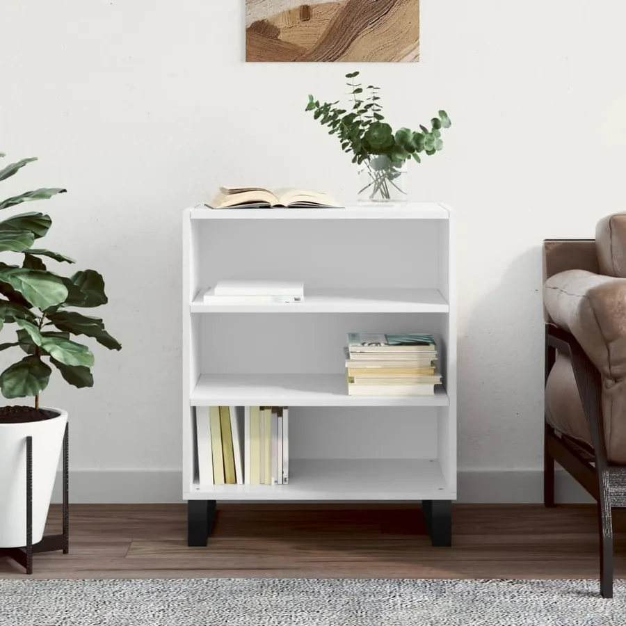 Buffet blanc brillant 57x35x70 cm bois d'ingénierie