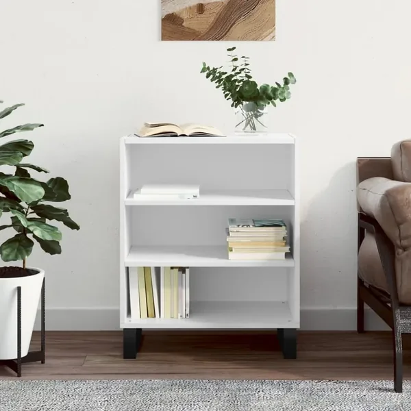 Buffet blanc brillant 57x35x70 cm bois d'ingénierie