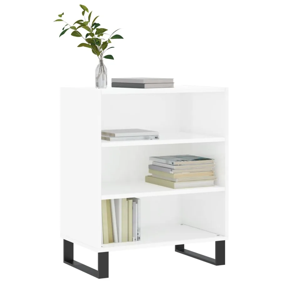Buffet blanc brillant 57x35x70 cm bois d'ingénierie - 3