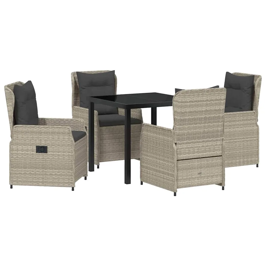 Ensemble de salle à manger pour jardin 5 pcs Gris clair - 2