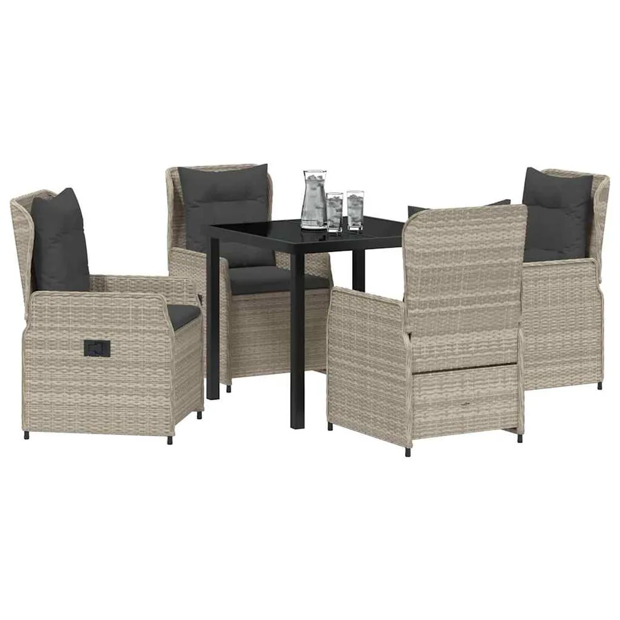 Ensemble de salle à manger pour jardin 5 pcs Gris clair - 3