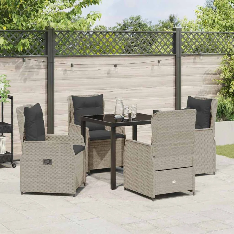 Ensemble de salle à manger pour jardin 5 pcs Gris clair - 4