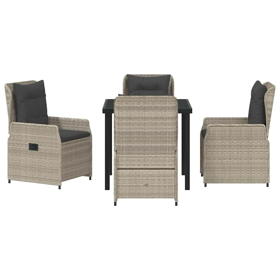 Ensemble de salle à manger pour jardin 5 pcs Gris clair - 7