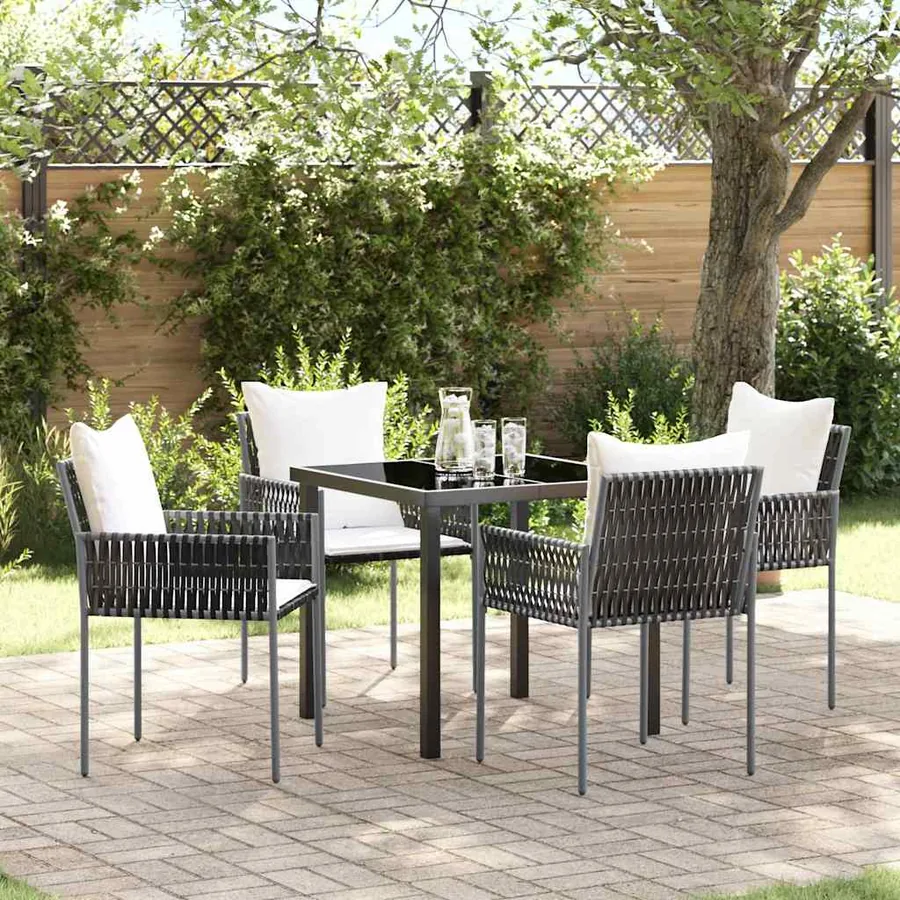 Ensemble de salle à manger pour jardin 5 pcs Marron et Noir