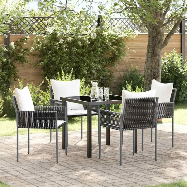 Ensemble de salle à manger pour jardin 5 pcs Marron et Noir