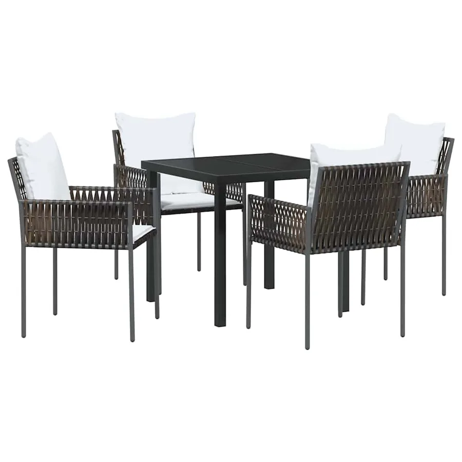 Ensemble de salle à manger pour jardin 5 pcs Marron et Noir - 2