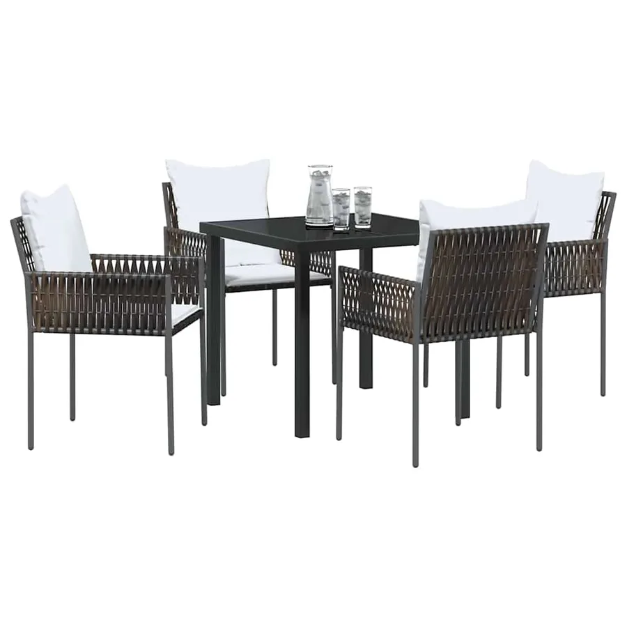 Ensemble de salle à manger pour jardin 5 pcs Marron et Noir - 3
