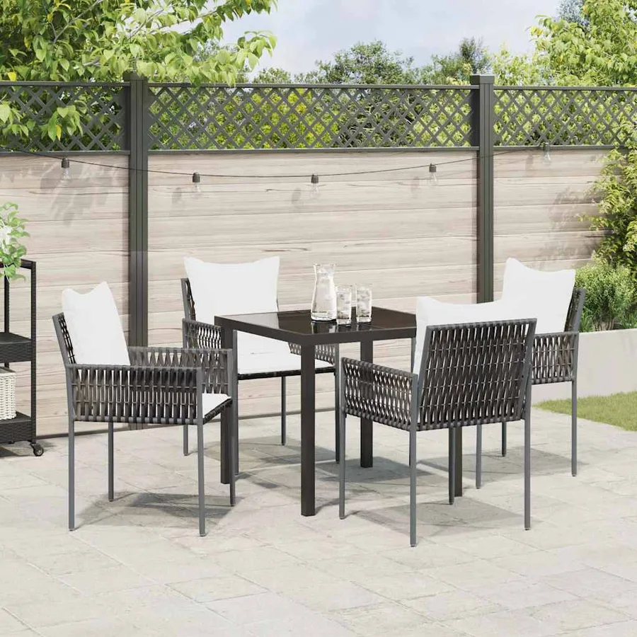 Ensemble de salle à manger pour jardin 5 pcs Marron et Noir - 4