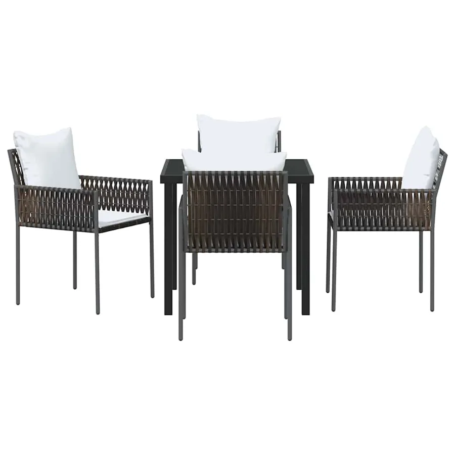 Ensemble de salle à manger pour jardin 5 pcs Marron et Noir - 7