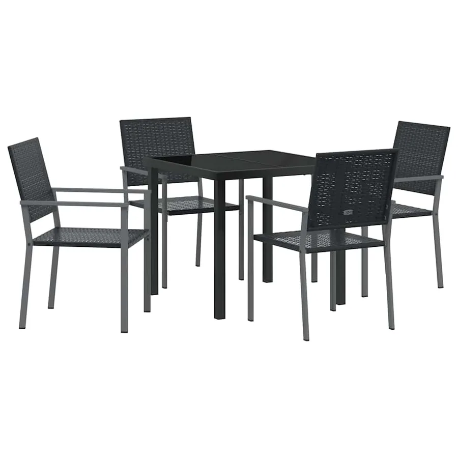 Ensemble de salle à manger pour jardin 5 pcs Noir Rotin PE - 2