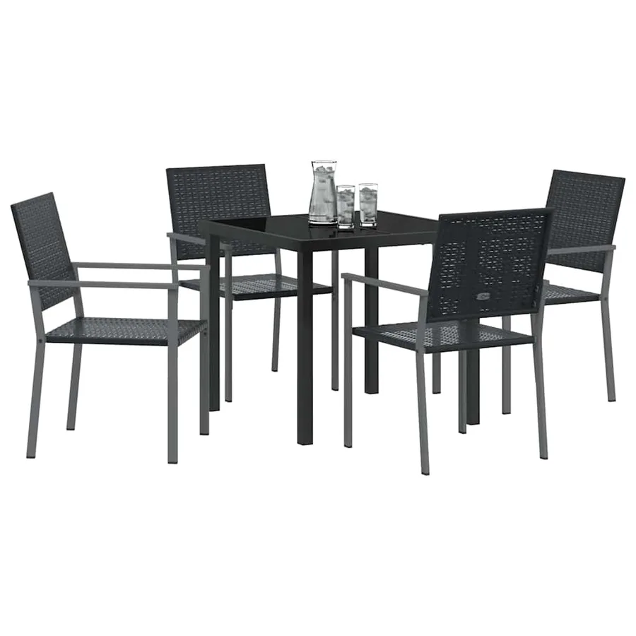 Ensemble de salle à manger pour jardin 5 pcs Noir Rotin PE - 3