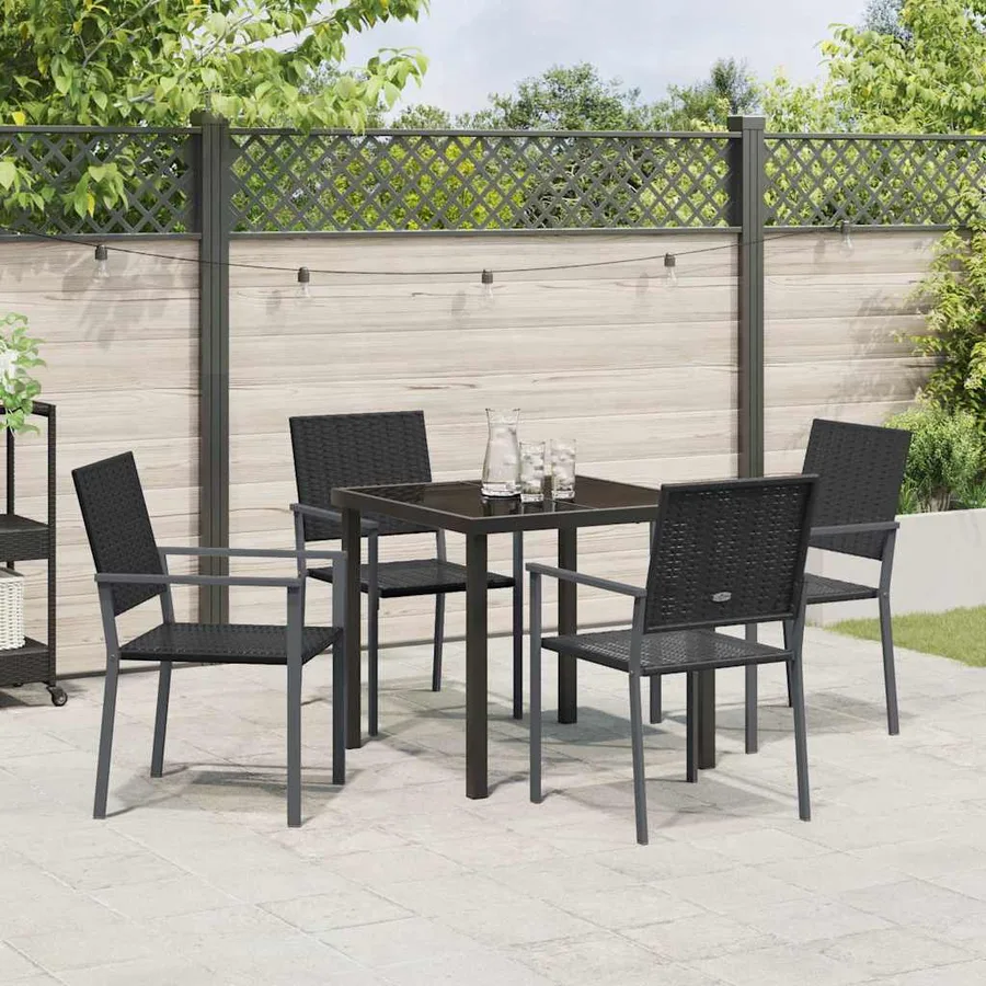 Ensemble de salle à manger pour jardin 5 pcs Noir Rotin PE - 4