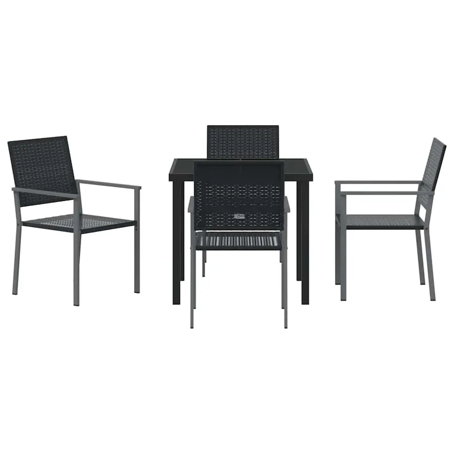 Ensemble de salle à manger pour jardin 5 pcs Noir Rotin PE - 7
