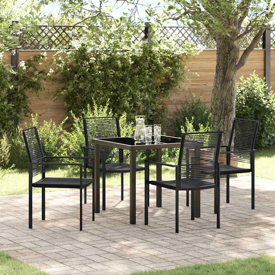 Ensemble de salle à manger pour jardin 5 pcs Noir