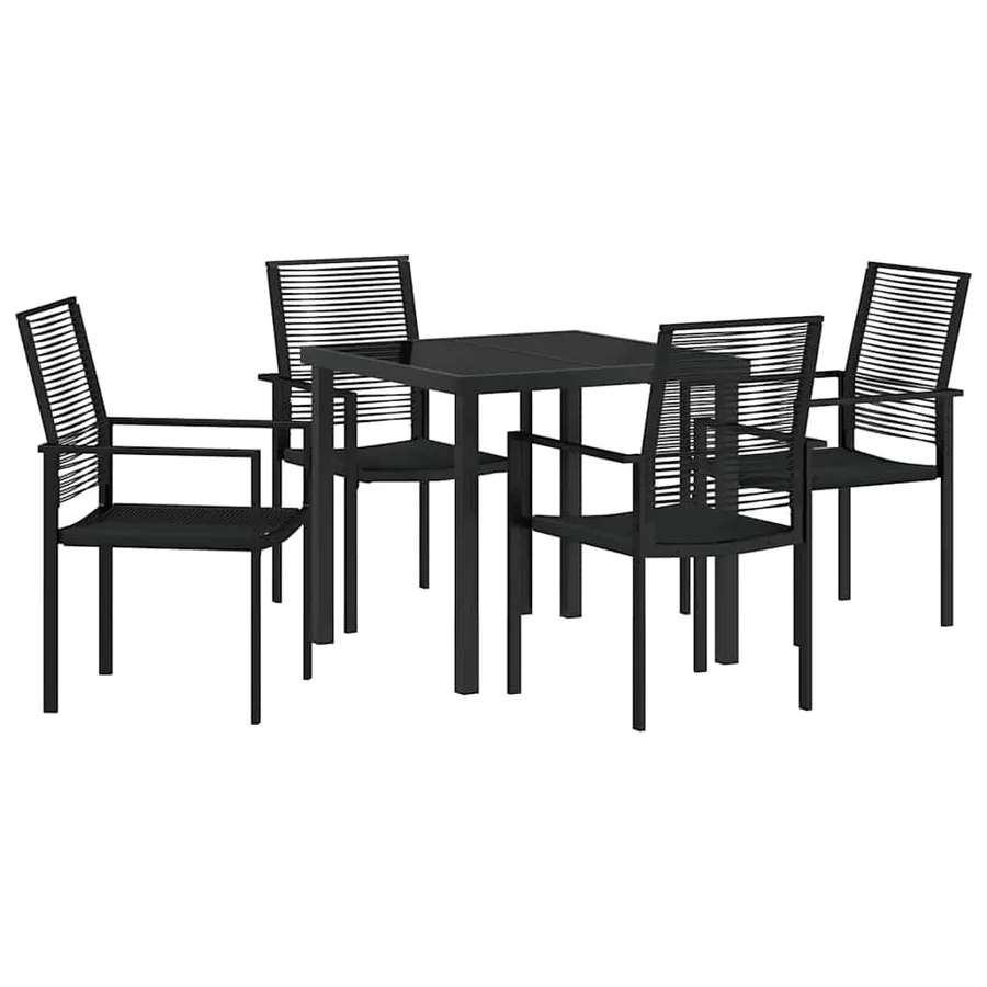 Ensemble de salle à manger pour jardin 5 pcs Noir - 2