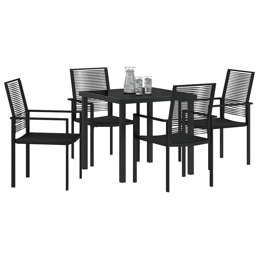 Ensemble de salle à manger pour jardin 5 pcs Noir - 3