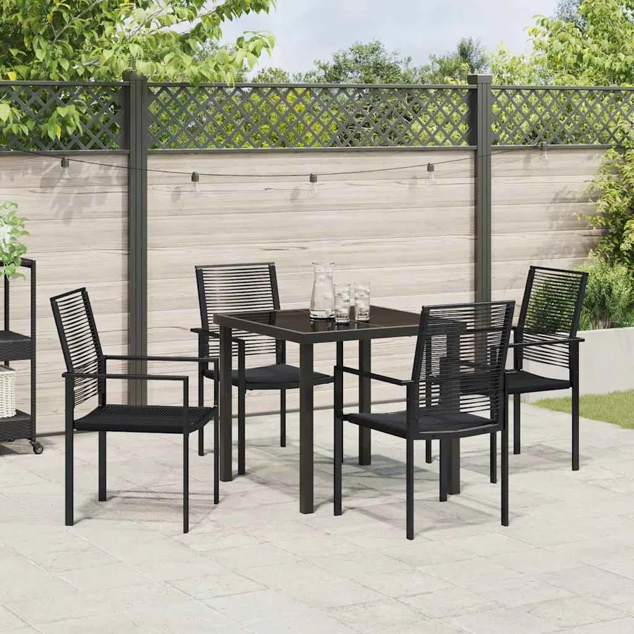Ensemble de salle à manger pour jardin 5 pcs Noir - 4