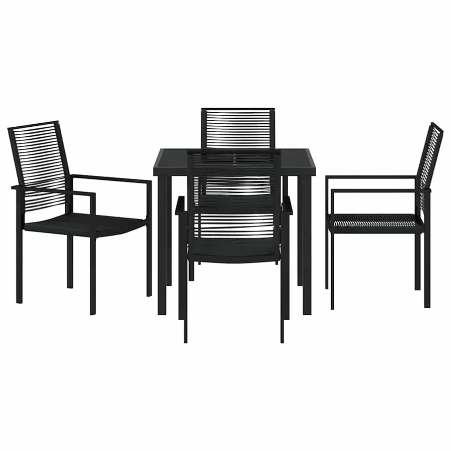 Ensemble de salle à manger pour jardin 5 pcs Noir - 7