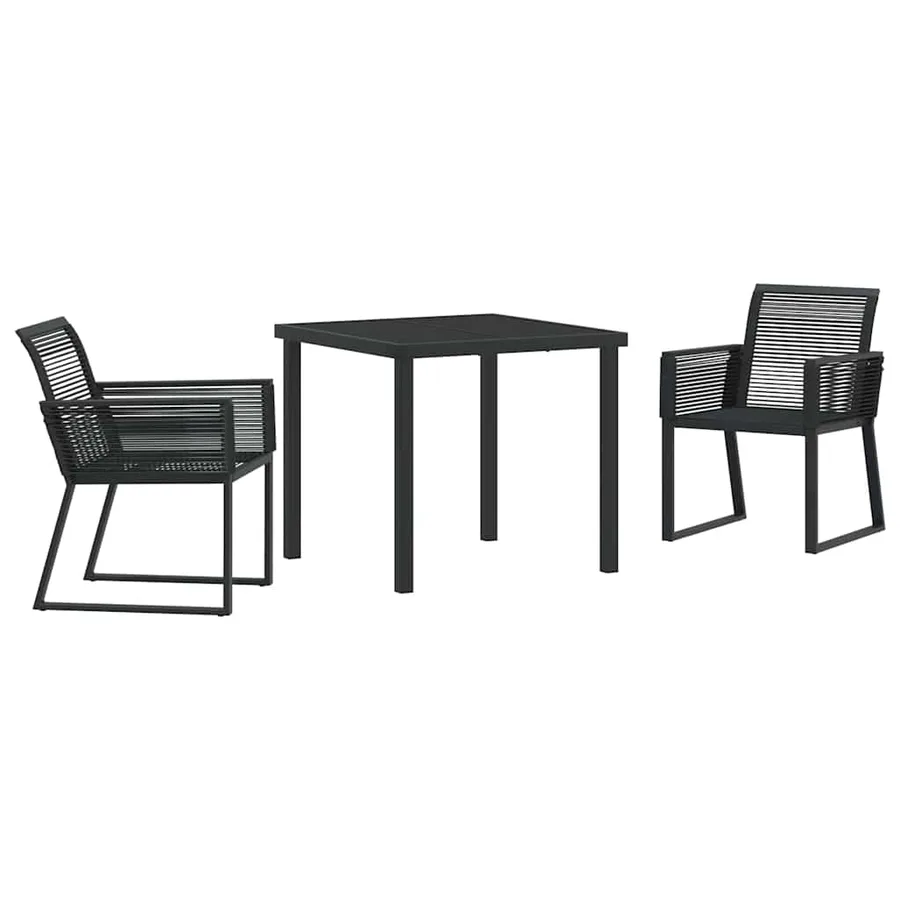 Ensemble de salle à manger pour jardin 3 pcs Noir - 2