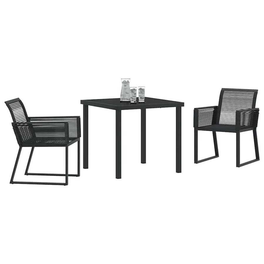 Ensemble de salle à manger pour jardin 3 pcs Noir - 3