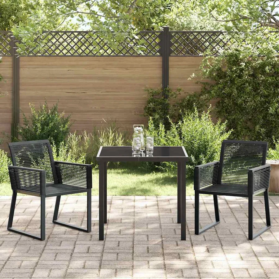 Ensemble de salle à manger pour jardin 3 pcs Noir - 4