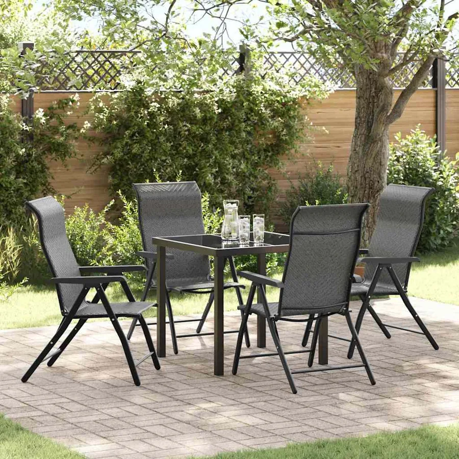 Ensemble de salle à manger pour jardin 5 pcs Gris
