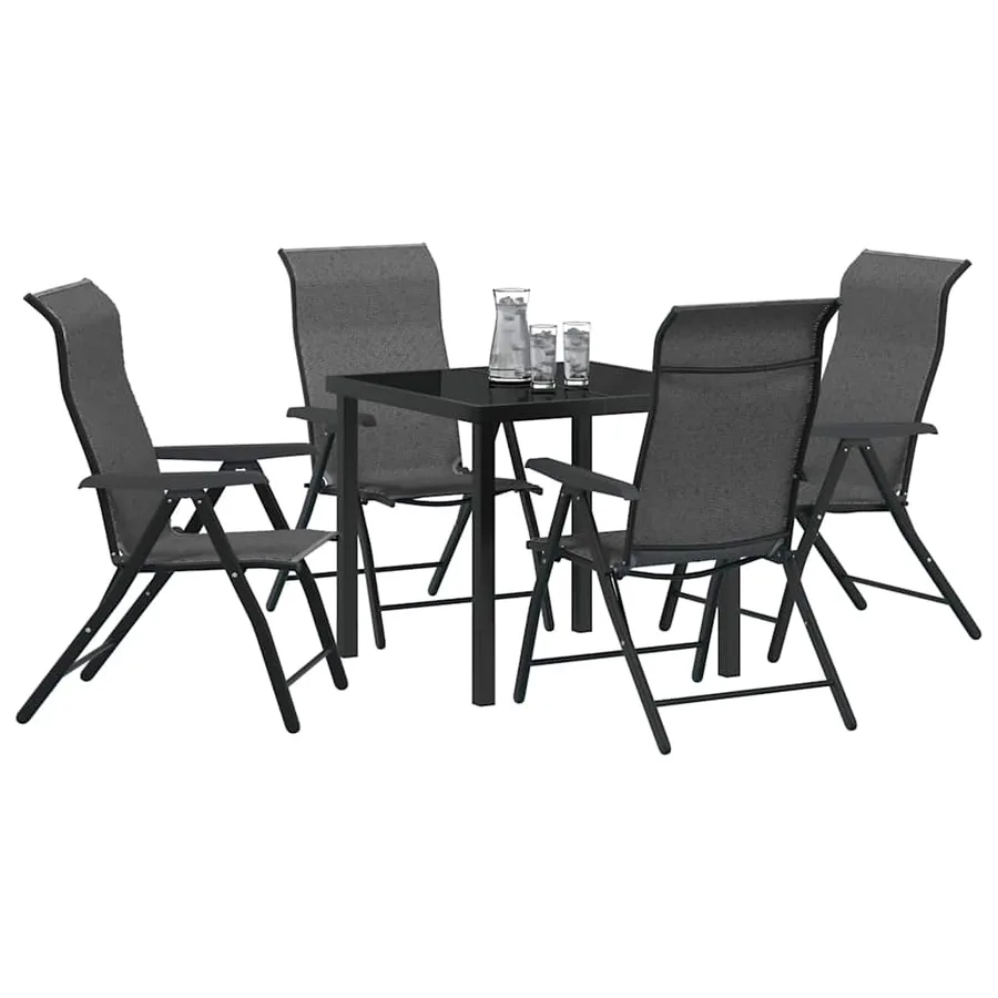 Ensemble de salle à manger pour jardin 5 pcs Gris - 3