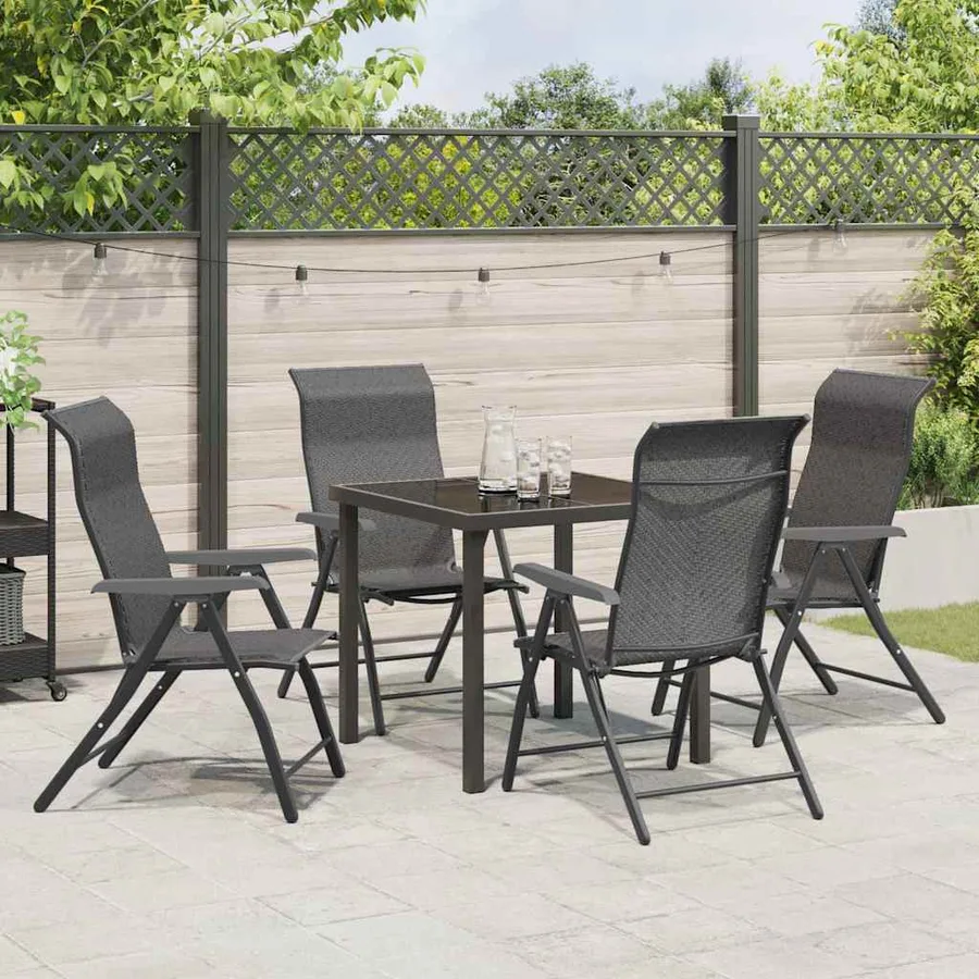 Ensemble de salle à manger pour jardin 5 pcs Gris - 4
