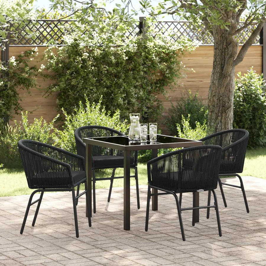 Ensemble de salle à manger pour jardin 5 pcs Noir