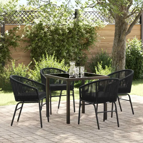 Ensemble de salle à manger pour jardin 5 pcs Noir