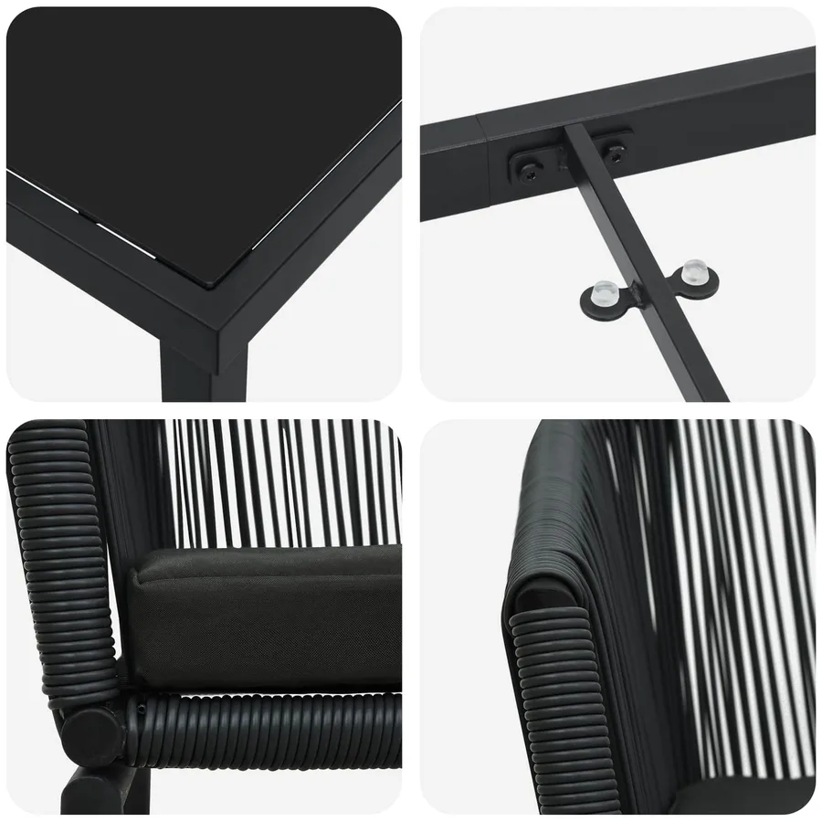 Ensemble de salle à manger pour jardin 5 pcs Noir - 12