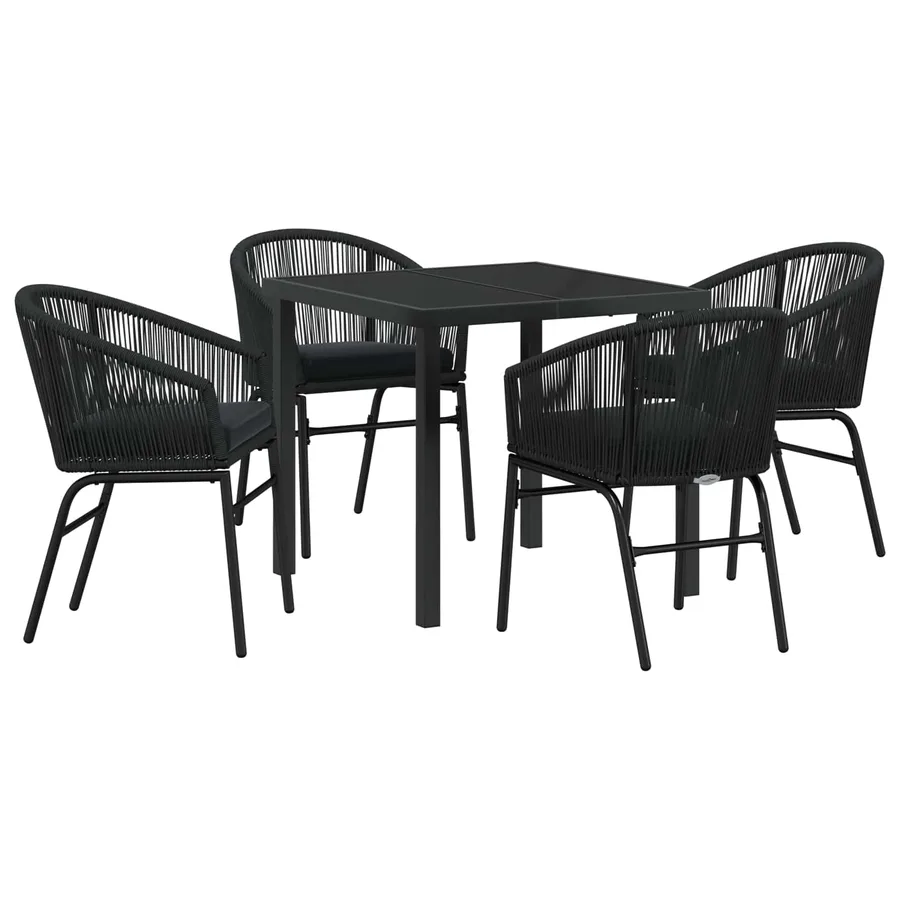 Ensemble de salle à manger pour jardin 5 pcs Noir - 2