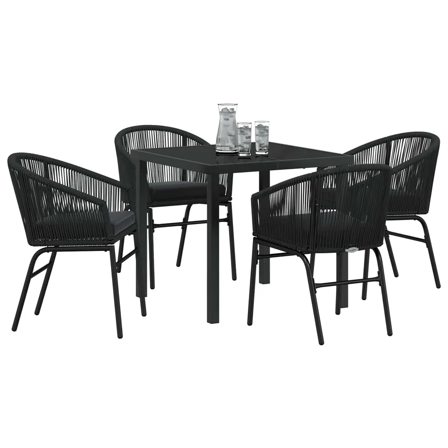 Ensemble de salle à manger pour jardin 5 pcs Noir - 3
