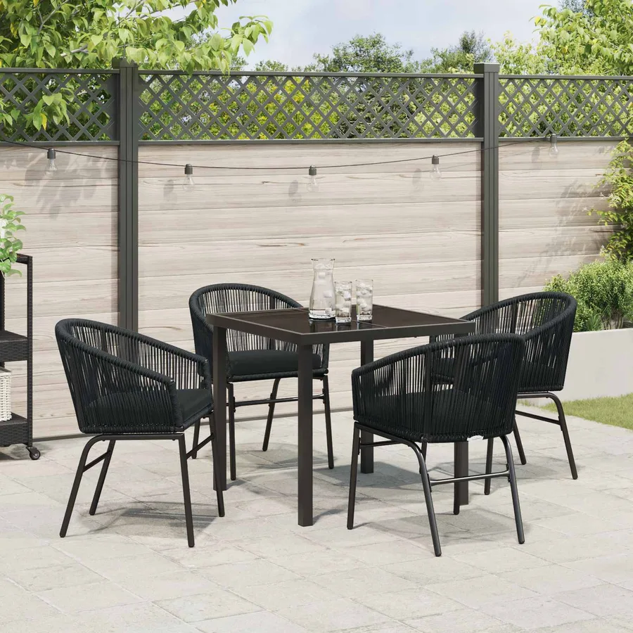 Ensemble de salle à manger pour jardin 5 pcs Noir - 4