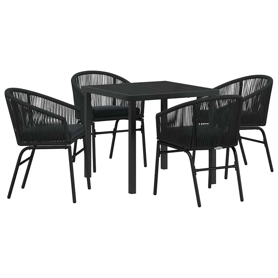 Ensemble de salle à manger pour jardin 5 pcs Noir - 5