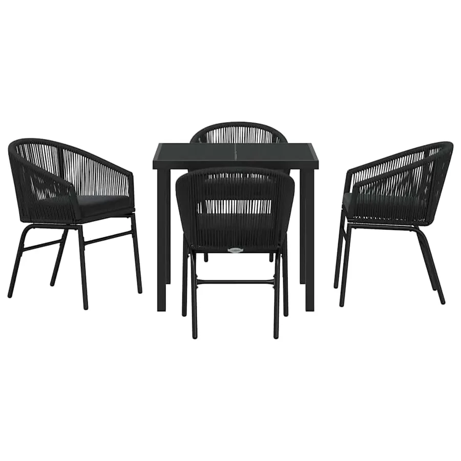 Ensemble de salle à manger pour jardin 5 pcs Noir - 9