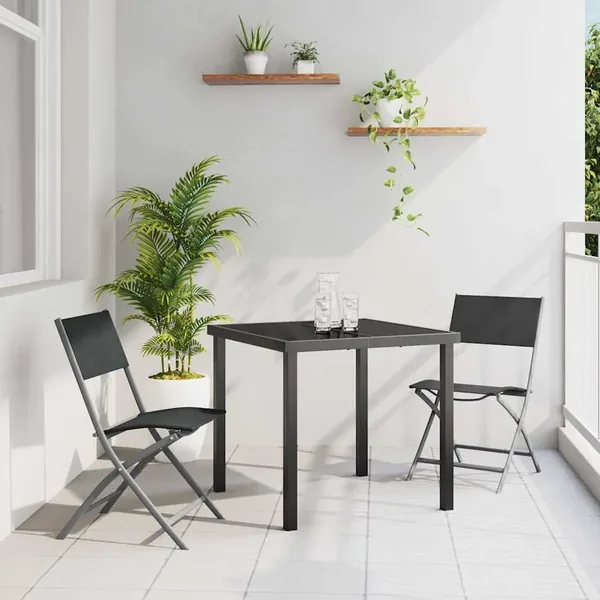 Ensemble de salle à manger pour jardin 3 pcs Noir