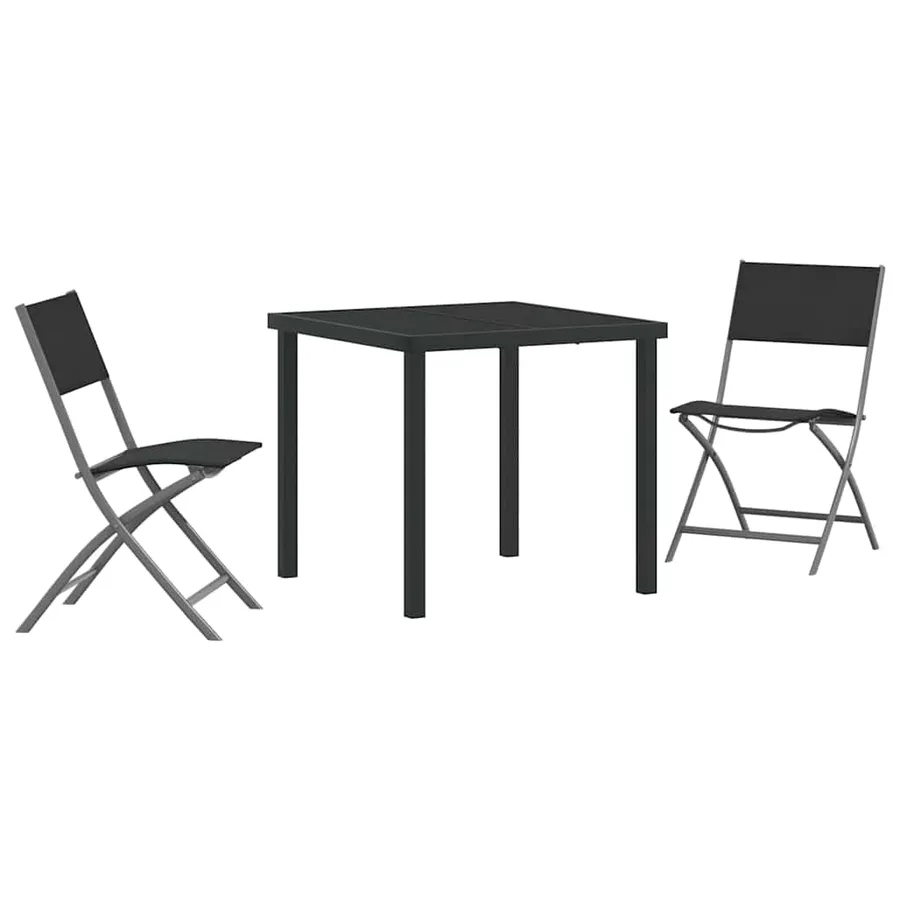 Ensemble de salle à manger pour jardin 3 pcs Noir - 2