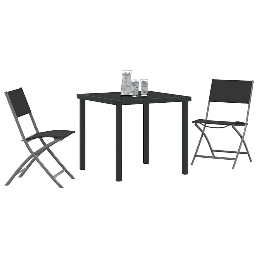 Ensemble de salle à manger pour jardin 3 pcs Noir - 3