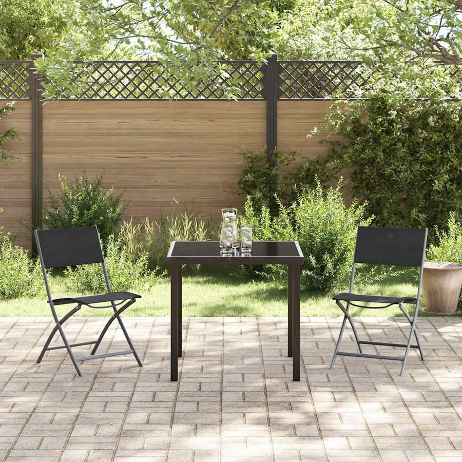 Ensemble de salle à manger pour jardin 3 pcs Noir - 4