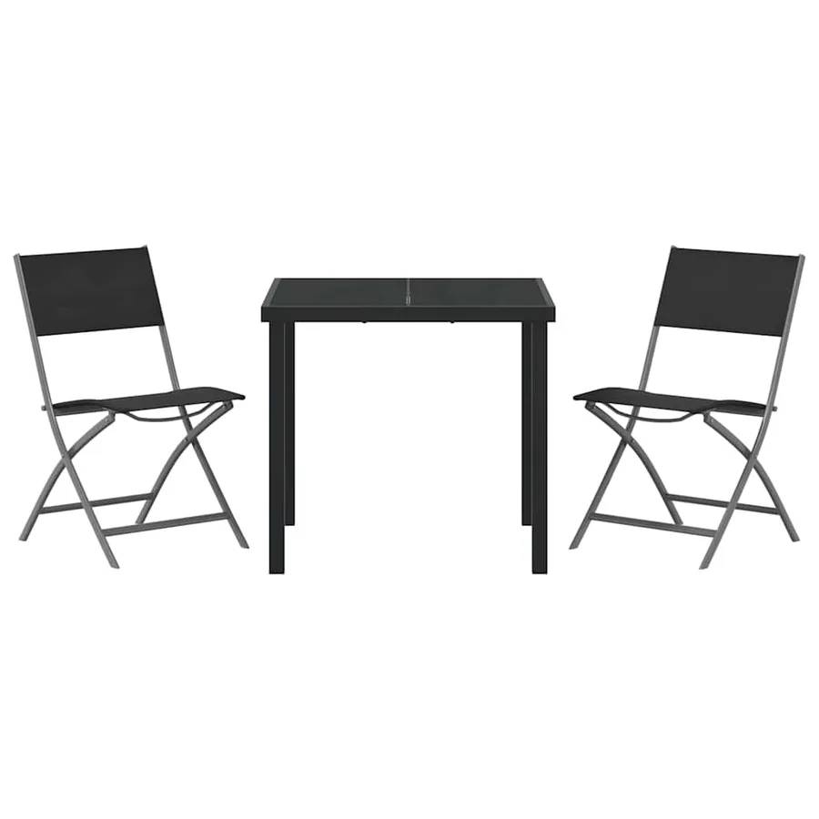 Ensemble de salle à manger pour jardin 3 pcs Noir - 7