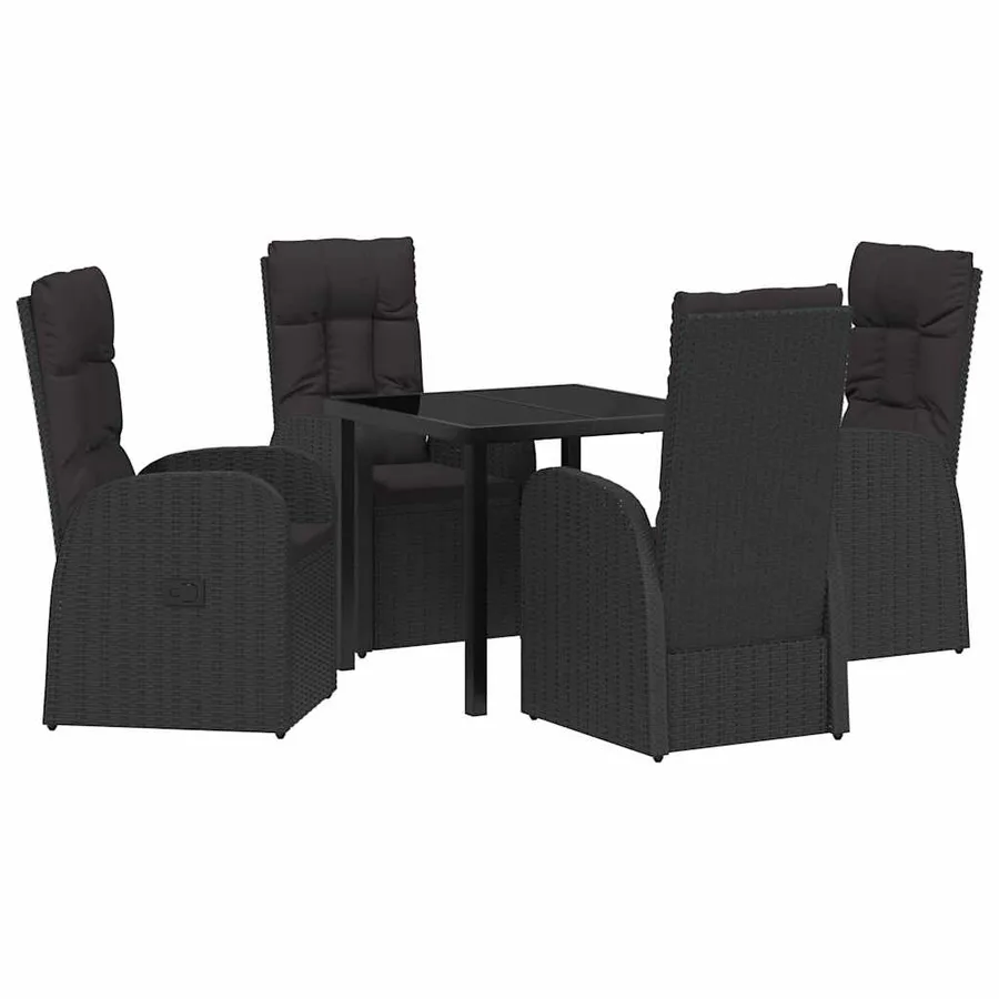 Ensemble de salle à manger pour jardin 5 pcs Noir polyrotin - 2