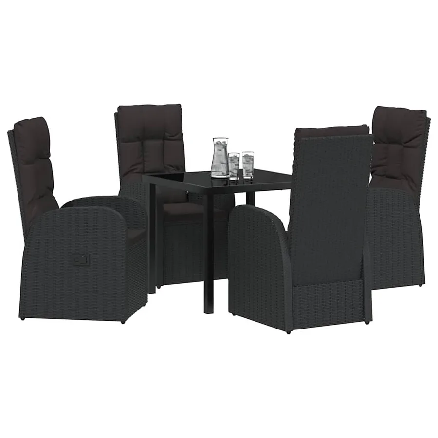 Ensemble de salle à manger pour jardin 5 pcs Noir polyrotin - 3