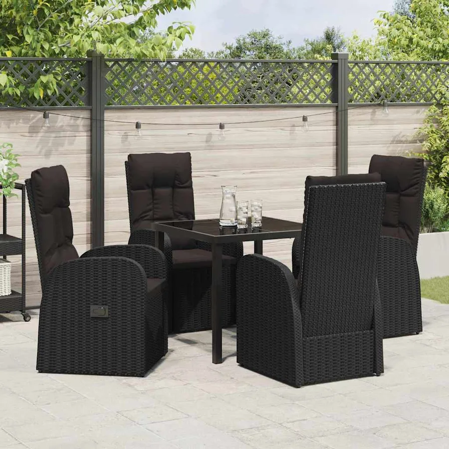Ensemble de salle à manger pour jardin 5 pcs Noir polyrotin - 4