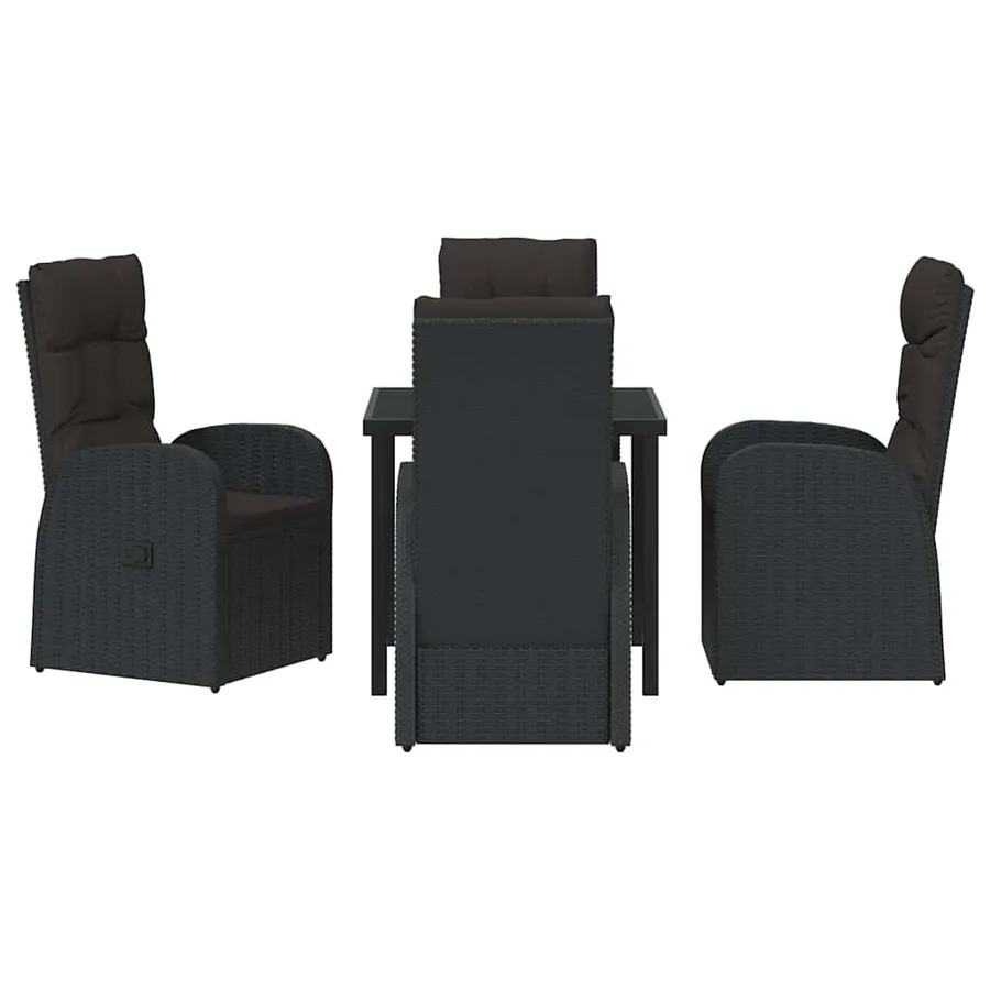 Ensemble de salle à manger pour jardin 5 pcs Noir polyrotin - 7