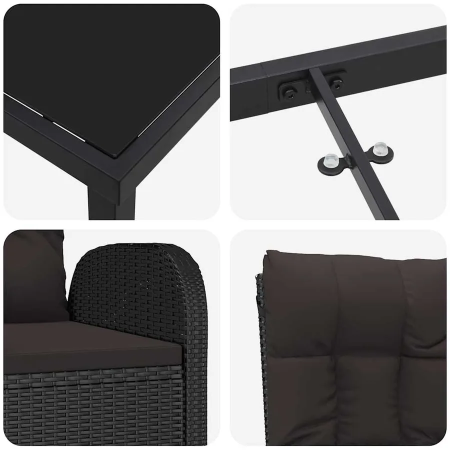 Ensemble de salle à manger pour jardin 5 pcs Noir polyrotin - 9