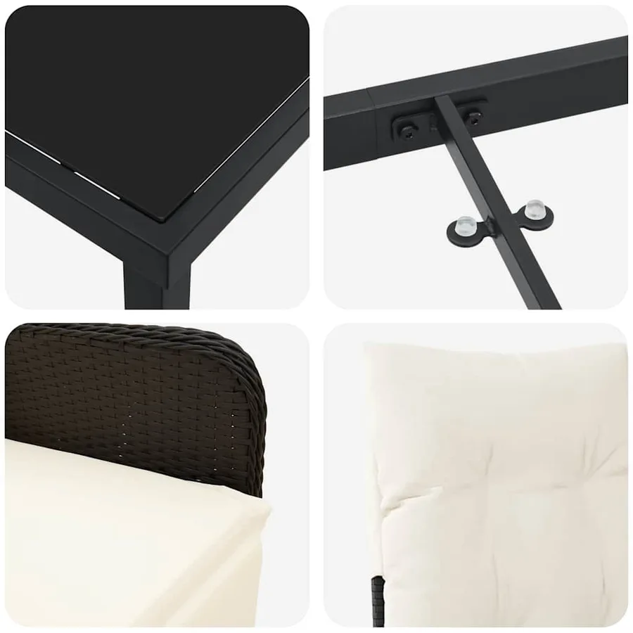 Ensemble de salle à manger pour jardin 3 pcs Noir polyrotin - 9